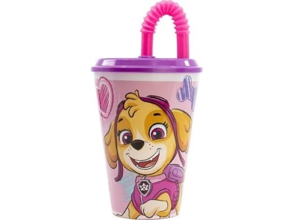 Krus / flaske med sugerør STOR 74530 430 ml Paw Patrol Skye (rosa)