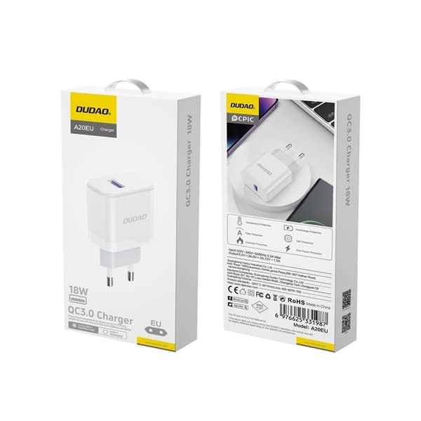 Dudao Väggladdare Adaptrar USB-A 18W - Vit