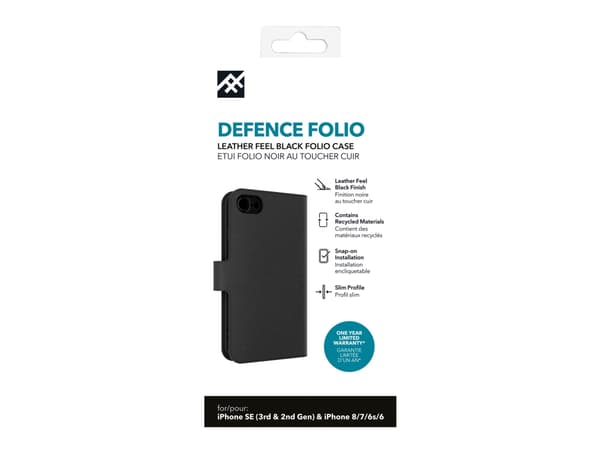 DEFENCE CASE FOLIO IPHONE 6/6s/7/8/SE BLACK