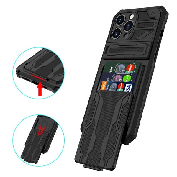iPhone 13 Pro Plånboksfodral - Stilsäker Design med Militärklassat Skydd Svart Svart