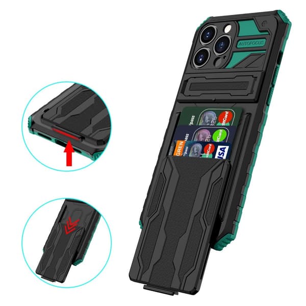 iPhone 13 Pro Plånboksfodral - Stilsäker Design med Militärklassat Skydd