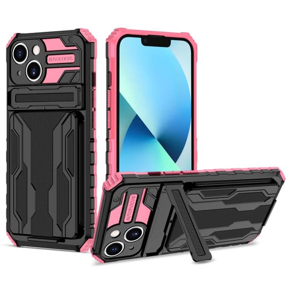 iPhone 13 Plånboksfodral med Kortplats, Kickstand och Militärklassat Skydd