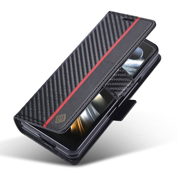 LC.IMEEKE til Samsung Galaxy Z Fold6 5G Cover med Kulstof-fiberstruktur og Magnetisk Lukning