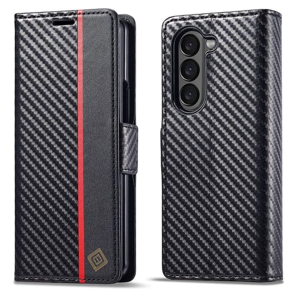 LC.IMEEKE til Samsung Galaxy Z Fold6 5G Cover med Kulstof-fiberstruktur og Magnetisk Lukning