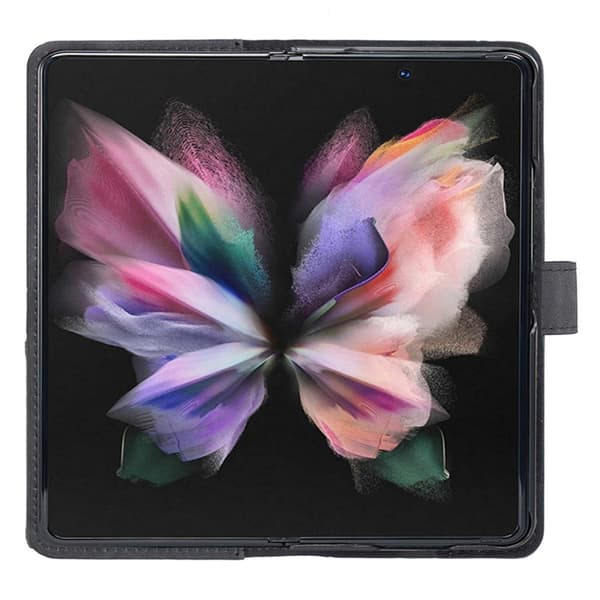 BINFEN COLOR för Samsung Galaxy Z Fold6 5G Skal i PU-läder med Geometriskt Mönster - Svart