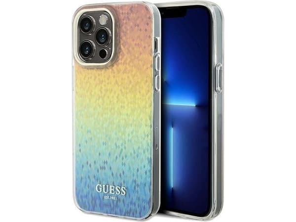 Originalt frontpaneldeksel GUESS GUHCP13LHDECMI for iPhone 13 PRO (IML fasettert speil / Disco Rainbow)