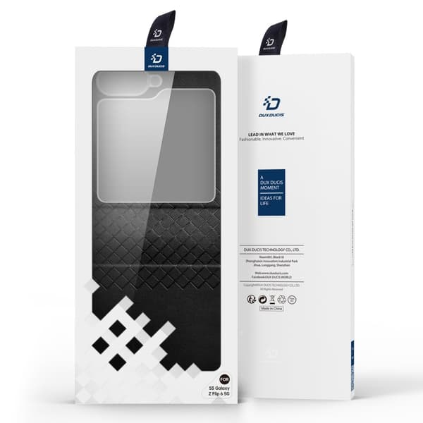 DUX DUCIS Bril Series Samsung Galaxy Z Flip6 5G Kotelo Nahkaa + PC Suojakuori - Musta