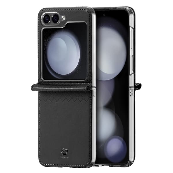 DUX DUCIS Bril Series Samsung Galaxy Z Flip6 5G Kotelo Nahkaa + PC Suojakuori - Musta
