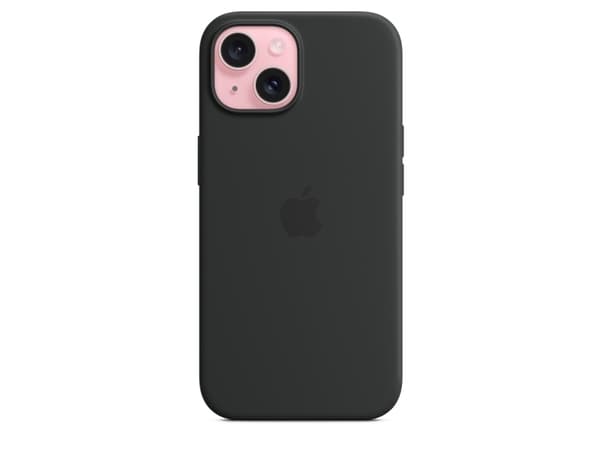 Apple iPhone 15 Silicone Case with MagSafe - Black, Cover, Apple, iPhone 15, 15.5 cm (6.1"), Black