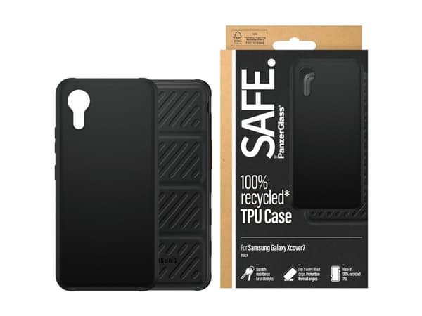 SAFE. by PanzerGlass - Baksidesskydd för mobiltelefon - 100 % återvunnet termoplastpolyuretan (TPU) - svart - för Samsung Galaxy XCover7