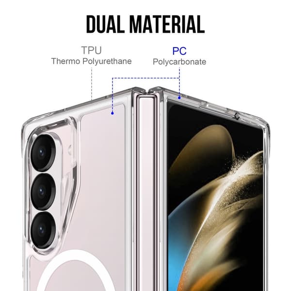 Til Samsung Galaxy Z Fold6 5G Cover Kompatibelt med MagSafe Klar Mobilcover