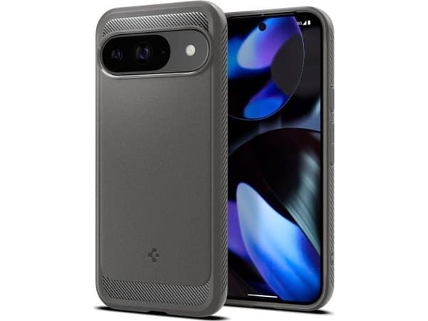 Spigen Rugged Armor - Baksidesskydd för mobiltelefon - termoplastisk polyuretan (TPU) - marmorgrå - för Google Pixel 9, 9 Pro