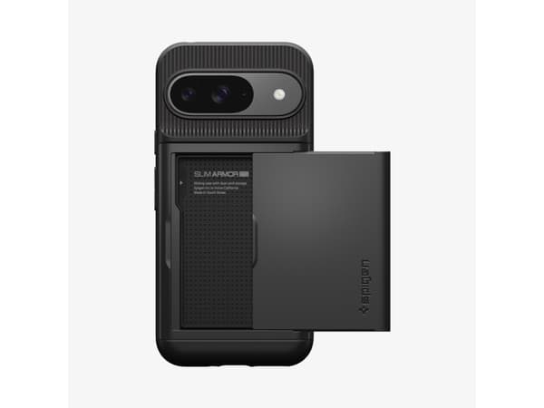 Spigen Slim Armor CS - Baksidesskydd för mobiltelefon - polykarbonat (PC), termoplastisk polyuretan (TPU) - svart - för Google Pixel 9, 9 Pro