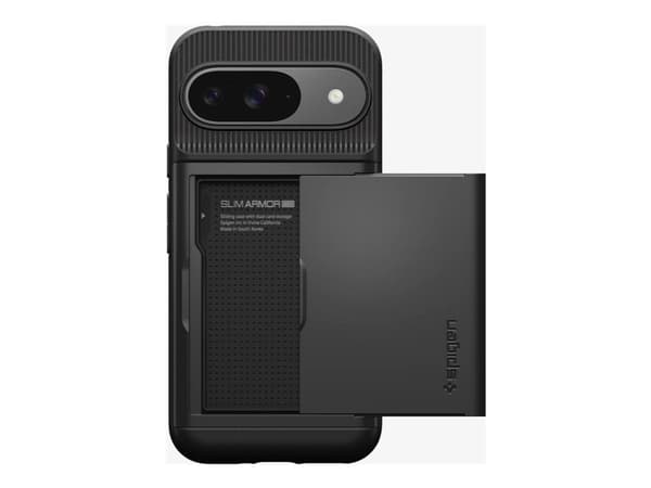 Spigen Slim Armor CS - Baksidesskydd för mobiltelefon - polykarbonat (PC), termoplastisk polyuretan (TPU) - svart - för Google Pixel 9, 9 Pro