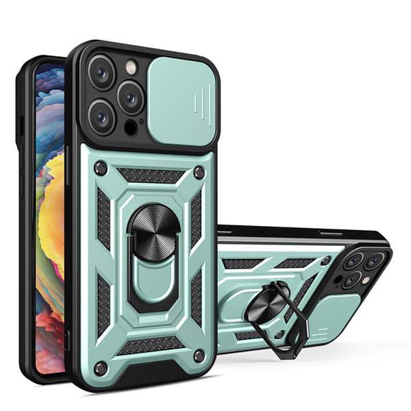 Extra Skyddande Armor Skal med Ringhållare för iPhone 13 Pro Roséguld