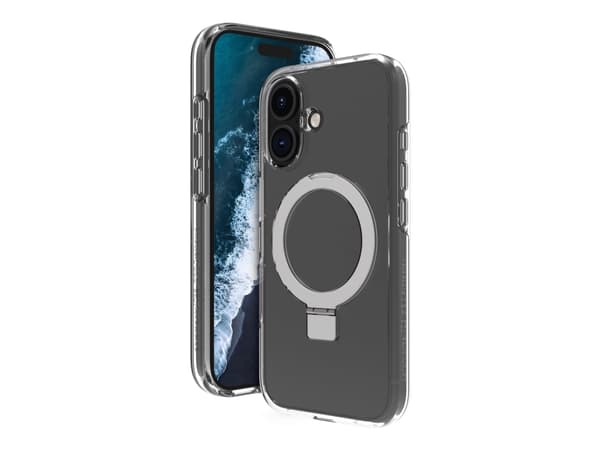 dbramante1928 Iceland Ultra - Baksidesskydd för mobiltelefon - fällbart ställ - MagSafe-kompatibilitet - D3O, plast - klar - för Apple iPhone 16