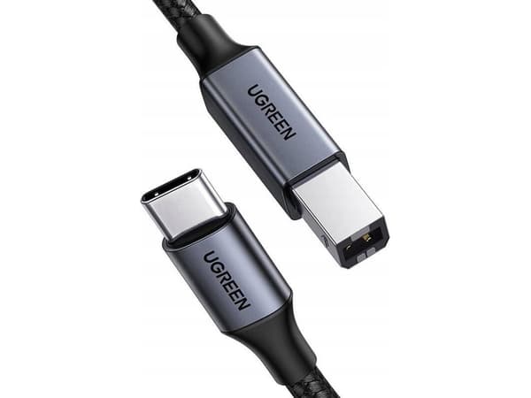 USB-C til USB-B 2.0-kabel (for skriver) Ugreen US370, 2m (svart)