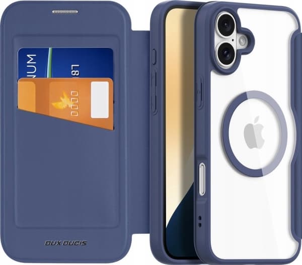 Dux Ducis Skin X Pro-deksel til iPhone 16 med MagSafe og klaff - blå