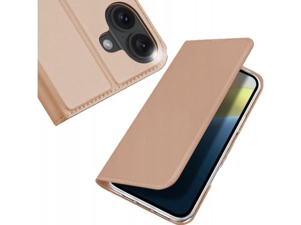 Etui Dux Ducis Skin Pro na iPhone 16 z klapką i miejscem na kartę - różowe