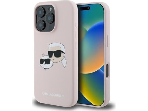 Karl Lagerfeld Liquid Silicone Double Heads MagSafe Apple iPhone 16 Pro Max Fodral Rosa