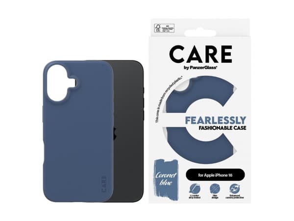PanzerGlass CARE by ® Fashionable Case Blue iPhone 16, Cover, Apple, Apple - iPhone 16, Blue