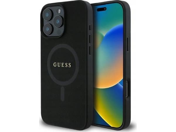Guess Saffiano Classic Logo MagSafe iPhone 16 Pro Max svart