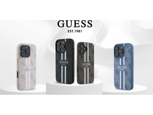 Guess 4G Painetut raidat MagSafe Apple iPhone 16 - puhelinkotelo vaaleanpunainen
