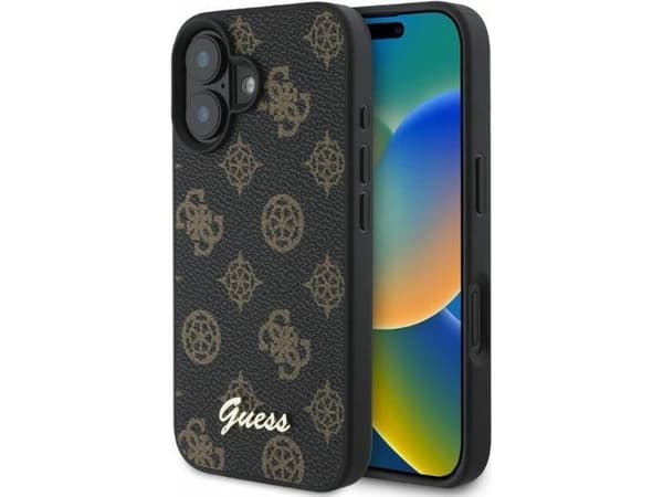 Guess Peony Script MagSafe Apple iPhone 16 - svart telefondeksel