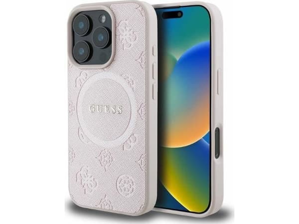 Guess GUHMP16XPSAPSMEP iPhone 16 Pro Max 6,9" Rosa/Pink Hårt fodral Saffiano Peony Classic Logo MagSafe