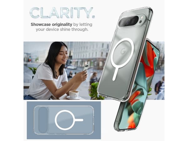 Spigen Ultra Hybrid OneTap Metal Ring, suojus, Google, Google Pixel 9 Pro XL (2024), 17,3 cm (6.8"), läpinäkyvä, värillinen, Hvid