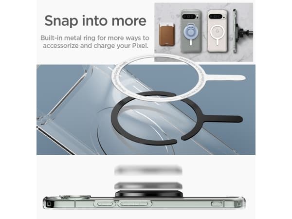 Spigen Ultra Hybrid OneTap Metal Ring, suojus, Google, Google Pixel 9 Pro XL (2024), 17,3 cm (6.8"), läpinäkyvä, värillinen, Hvid