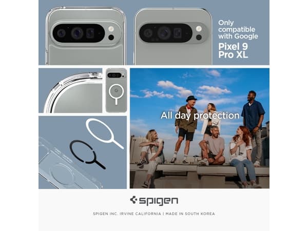 Spigen Ultra Hybrid OneTap Metal Ring, suojus, Google, Google Pixel 9 Pro XL (2024), 17,3 cm (6.8"), läpinäkyvä, värillinen, Hvid