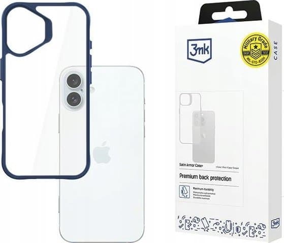3MK SatinArmor+ Kotelo iPhone 16 Plus 6.7" sininen Sotilasluokka