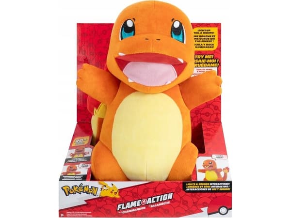 Pokemon POKEMON Flame Action Charmander Zabawka Interaktywna, pluszak, 25 cm