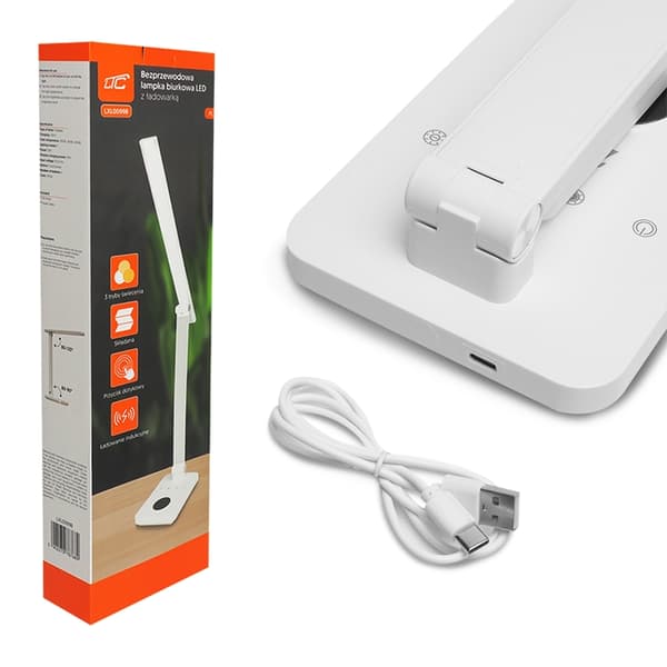 LTC LED Skrivbordslampa med Trådlös Laddare 10W - Vit