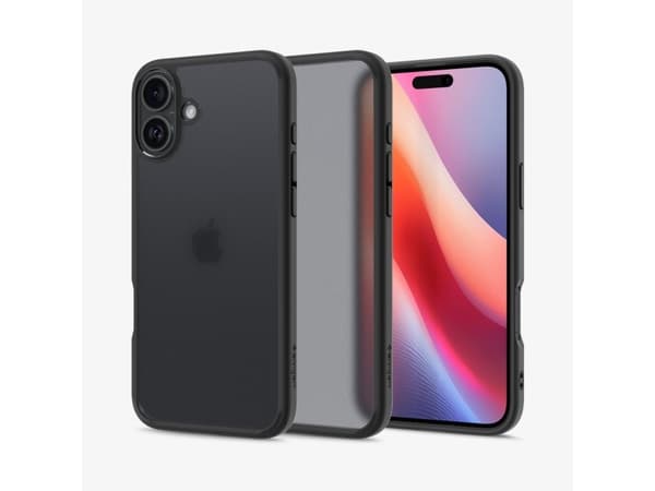 Spigen Ultra Hybrid - Baksidesskydd för mobiltelefon - polykarbonat, termoplastisk polyuretan (TPU) - frostad svart - för Apple iPhone 16