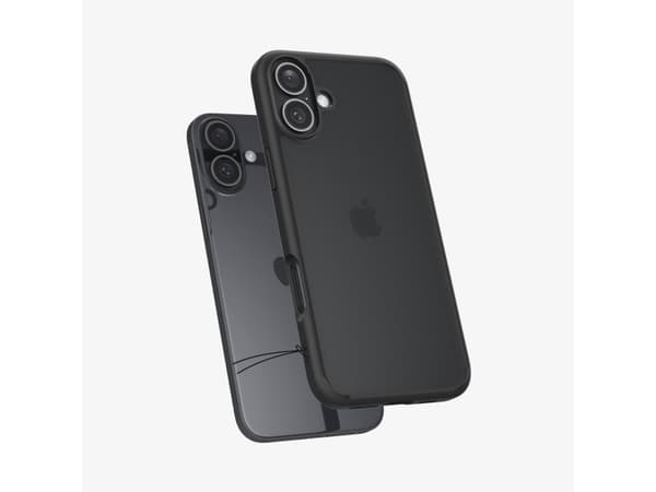 Spigen Ultra Hybrid - Baksidesskydd för mobiltelefon - polykarbonat, termoplastisk polyuretan (TPU) - frostad svart - för Apple iPhone 16