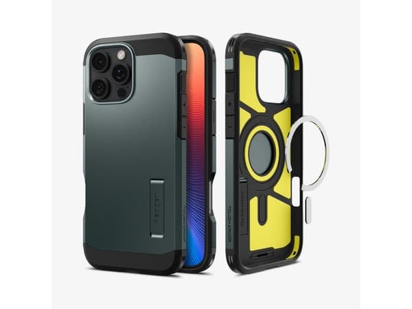 Spigen Tough Armor AI (MagFit), Omslag, Apple, iPhone 16 Pro, 16 cm (6.3"), Grön