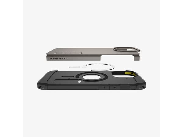 Spigen Tough Armor AI MagFit - Baksidesskydd för mobiltelefon - MagSafe-kompatibilitet - polykarbonat, termoplastisk polyuretan (TPU), stötskum - gun