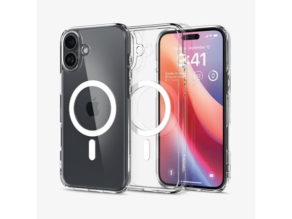 Spigen Ultra Hybrid (MagFit), Cover, Apple, iPhone 16 Plus, 17 cm (6.7"), Transparent, White