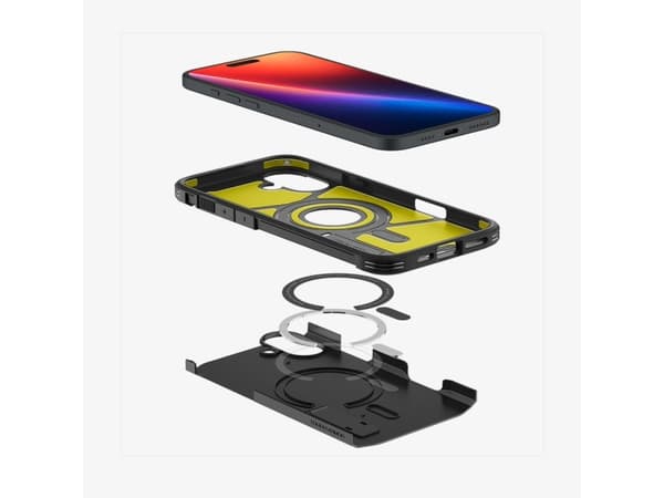 Spigen Tough Armor AI MagFit - Baksidedeksel for mobiltelefon - MagSafe-samsvar - polykarbonat, termoplast-polyuretan (TPU), støtskum - svart - for A