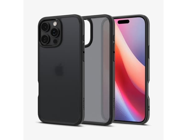 Spigen Ultra Hybrid - Baksidesskydd för mobiltelefon - polykarbonat, termoplastisk polyuretan (TPU) - frostad svart - för Apple iPhone 16 Pro