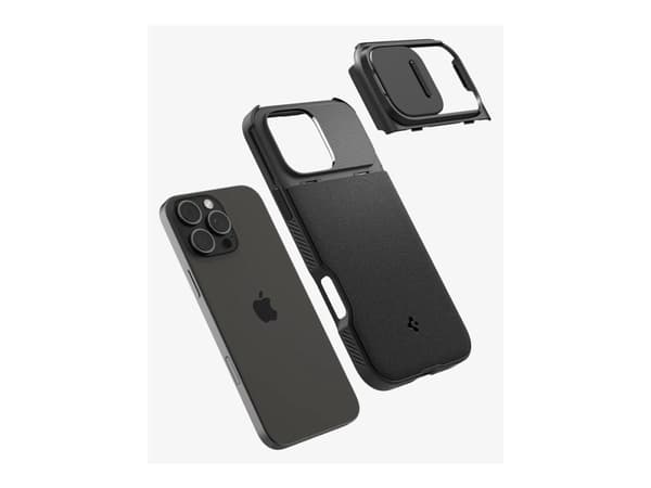 Spigen Optik Armor - Baksidesskydd för mobiltelefon - MagFit - MagSafe-kompatibilitet - termoplastisk polyuretan (TPU), polykarbonat - svart - för Ap