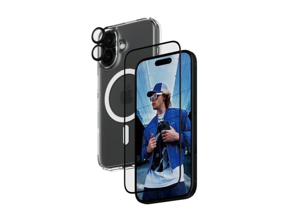 PanzerGlass - 3-i-1 beskyttelsespakke - baksidedeksel for mobiltelefon - ultrabred passform med EasyAligner - MagSafe-samsvar - resirkulert plast, po