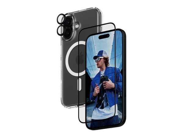 PanzerGlass - 3-i-1 beskyttelsespakke - baksidedeksel for mobiltelefon - ultrabred passform med EasyAligner - MagSafe-samsvar - resirkulert plast, po