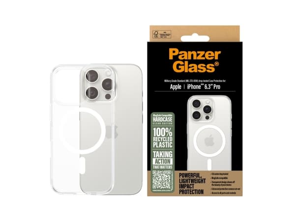 PanzerGlass HardCase - Baksidedeksel for mobiltelefon - MagSafe-samsvar - polykarbonat, termoplast-polyuretan (TPU) - gjennomsiktig, hvit - for Apple