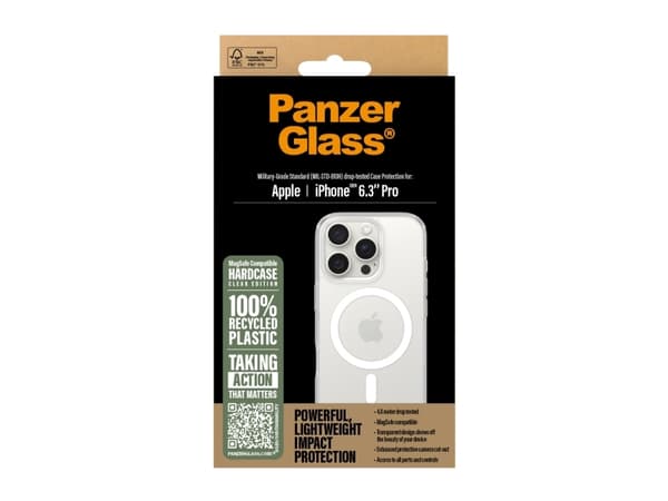 PanzerGlass HardCase - Baksidedeksel for mobiltelefon - MagSafe-samsvar - polykarbonat, termoplast-polyuretan (TPU) - gjennomsiktig, hvit - for Apple
