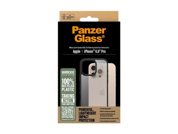 PanzerGlass ® HardCase Transparent w. Black Frame iPhone 16 Pro Max, Cover, Apple, Apple - iPhone 16 Pro Max, Transparent