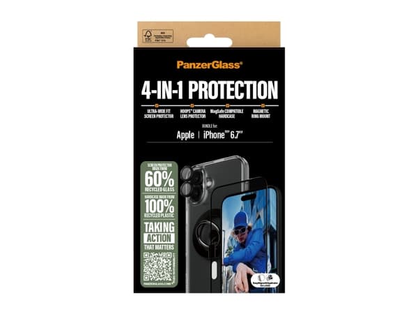 PanzerGlass ® 4-in-1 Protection Pack iPhone 16 Plus, Apple, Apple - iPhone 16 Plus, kuivakäyttö, naarmuuntumaton, iskunkestävä, läpinäkyvä, 1 kpl