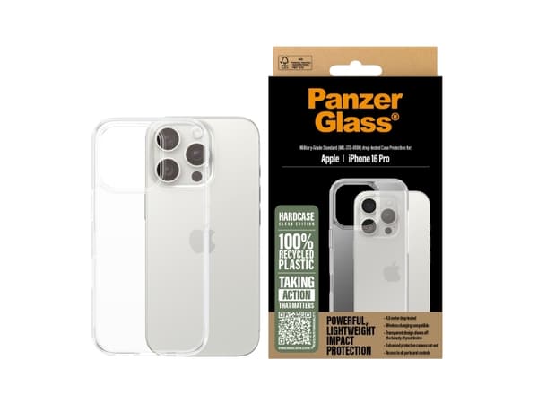 PanzerGlass HardCase - Baksidesskydd för mobiltelefon - termoplastisk polyuretan (TPU), polykarbonat - transparent - för Apple iPhone 16 Pro